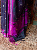 Black and magenta Semi banarasi silksaree -PFAZ9