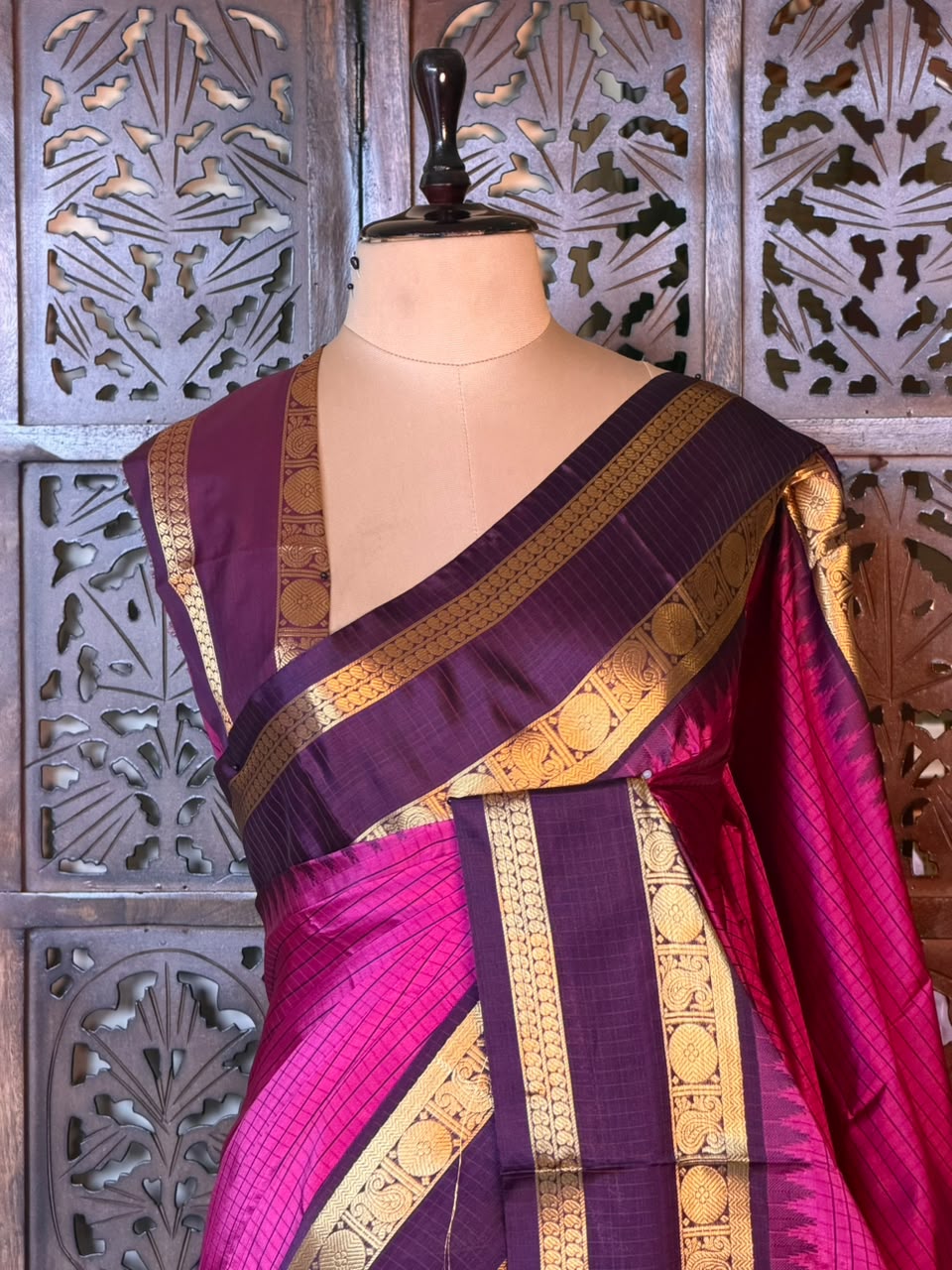 Magenta And purple Semi banarasi silksaree -PFAZ7