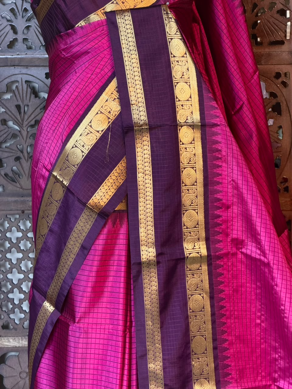 Magenta And purple Semi banarasi silksaree -PFAZ7