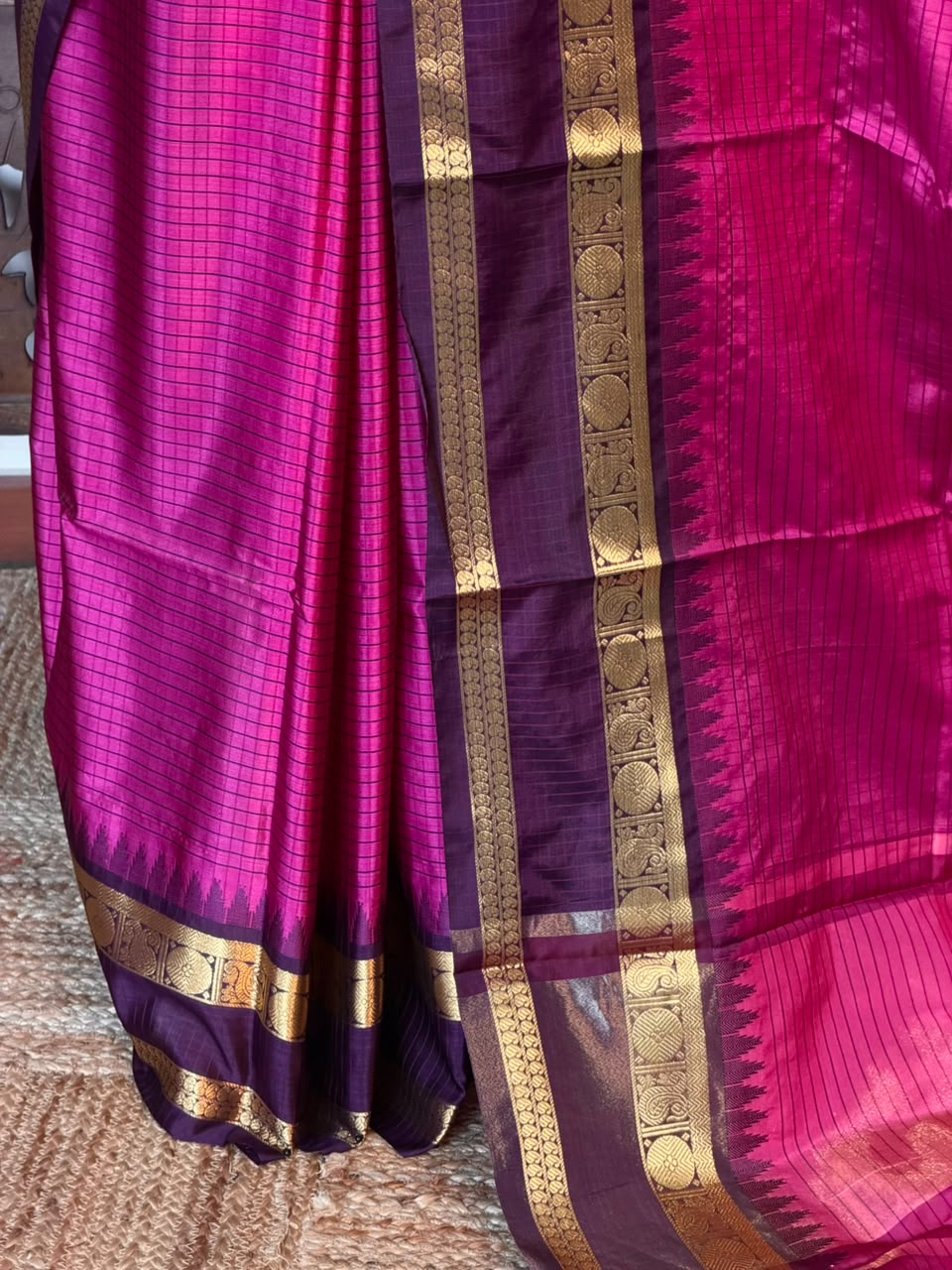 Magenta And purple Semi banarasi silksaree -PFAZ7
