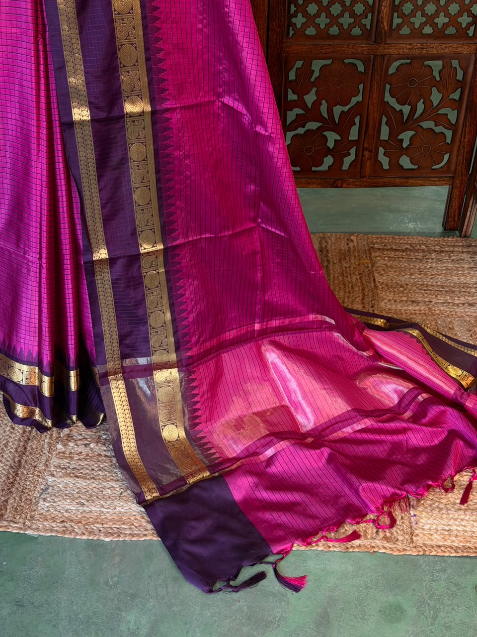 Magenta And purple Semi banarasi silksaree -PFAZ7
