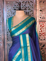 Blue Semi banarasi silksaree -PFAZ8