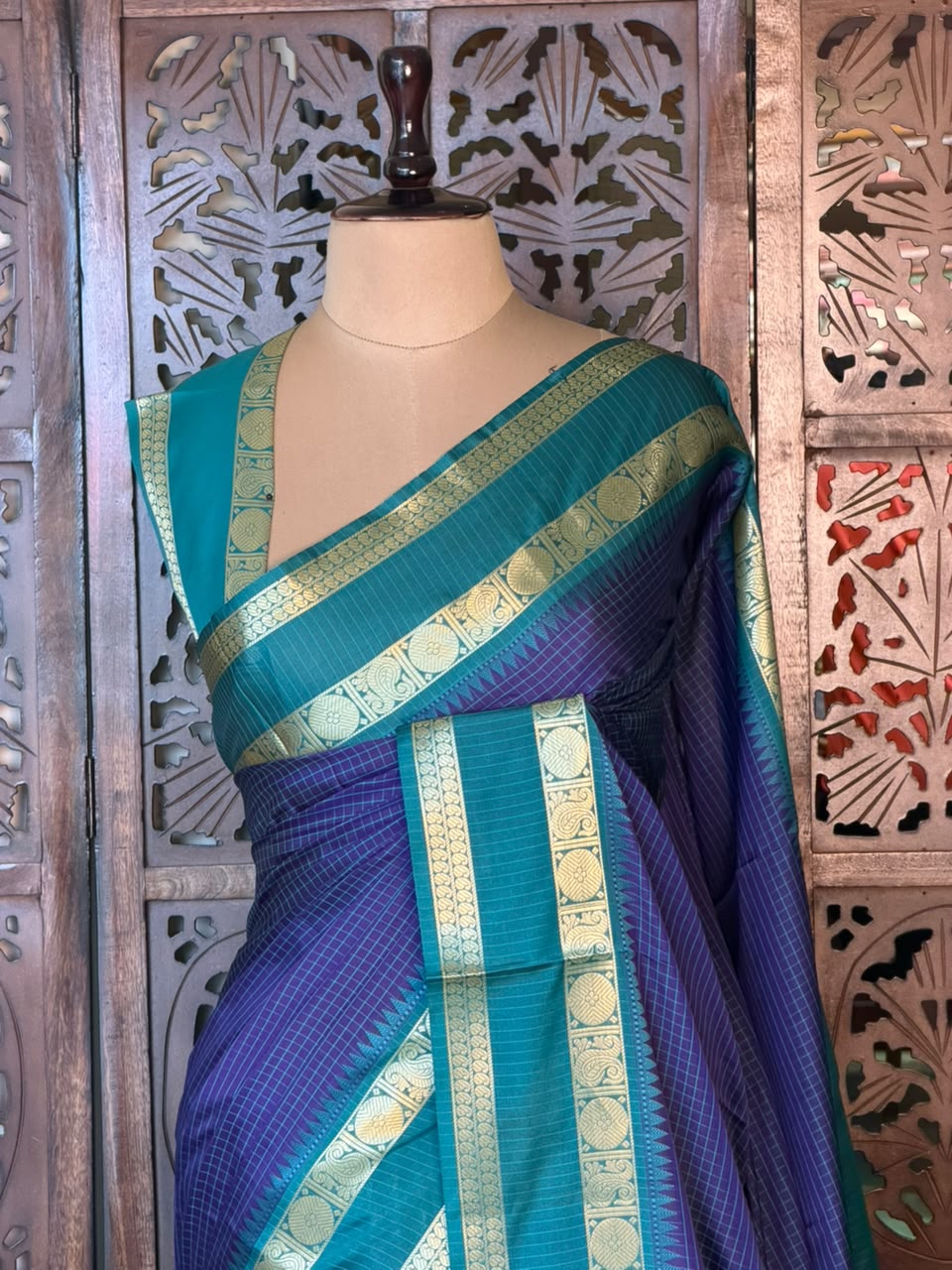 Blue Semi banarasi silksaree -PFAZ8