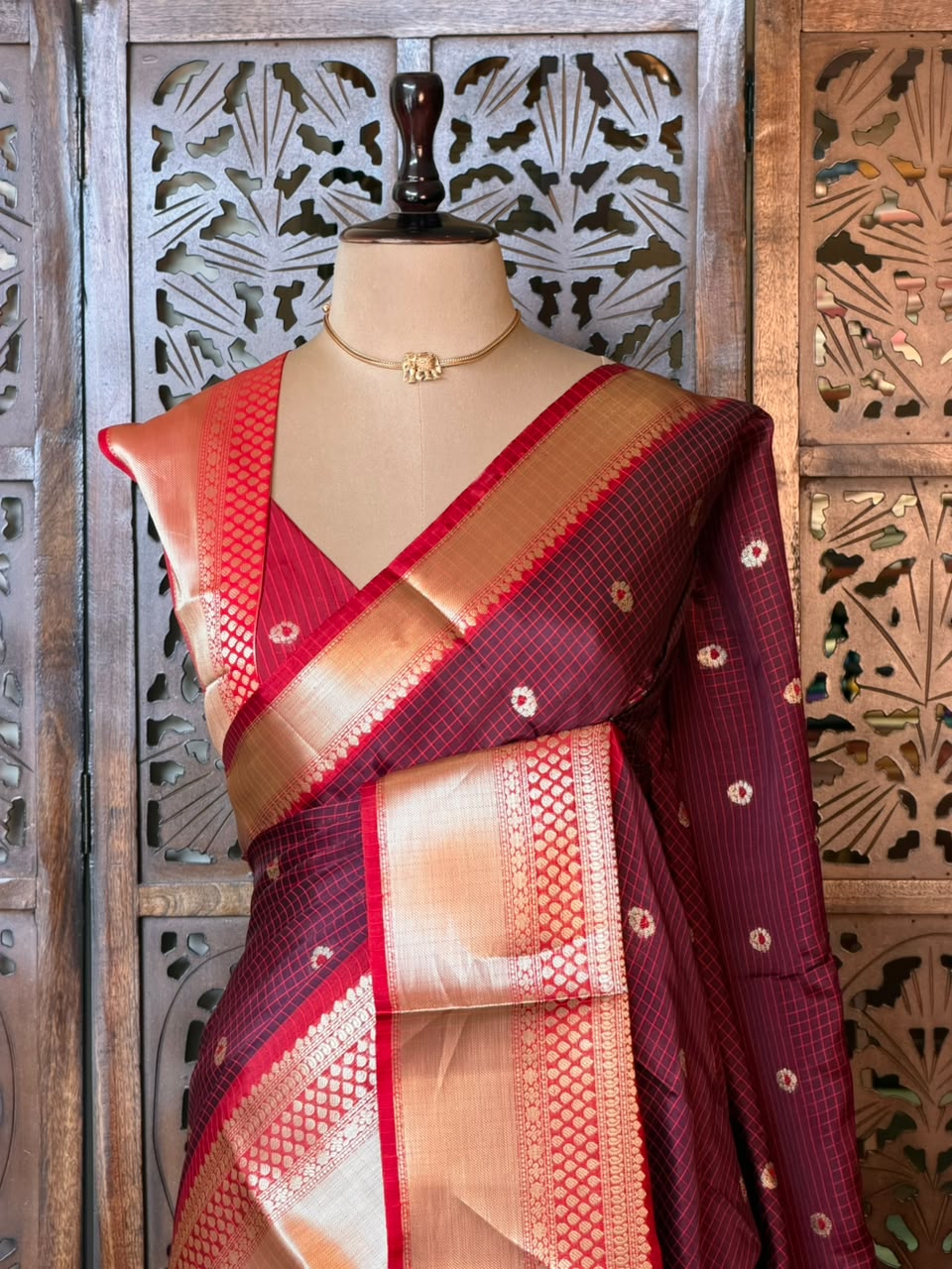 Maroon Semi banarasi silksaree -PFAZ12