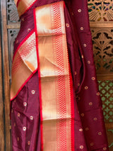 Maroon Semi banarasi silksaree -PFAZ12