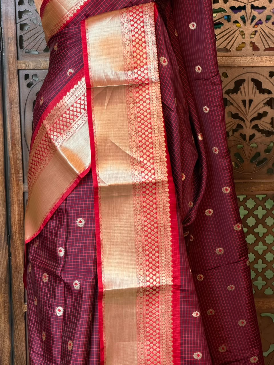 Maroon Semi banarasi silksaree -PFAZ12
