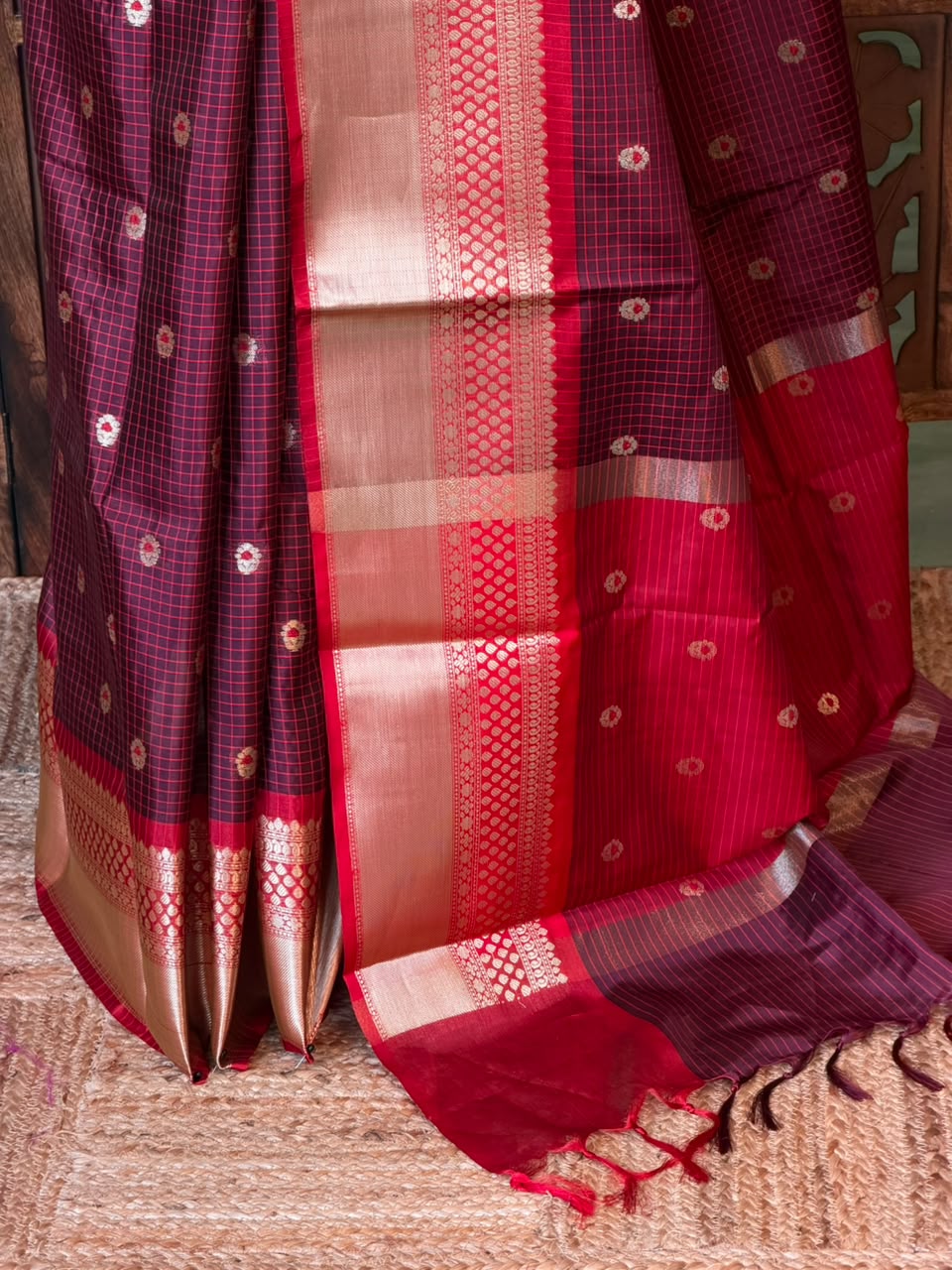 Maroon Semi banarasi silksaree -PFAZ12