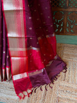 Maroon Semi banarasi silksaree -PFAZ12