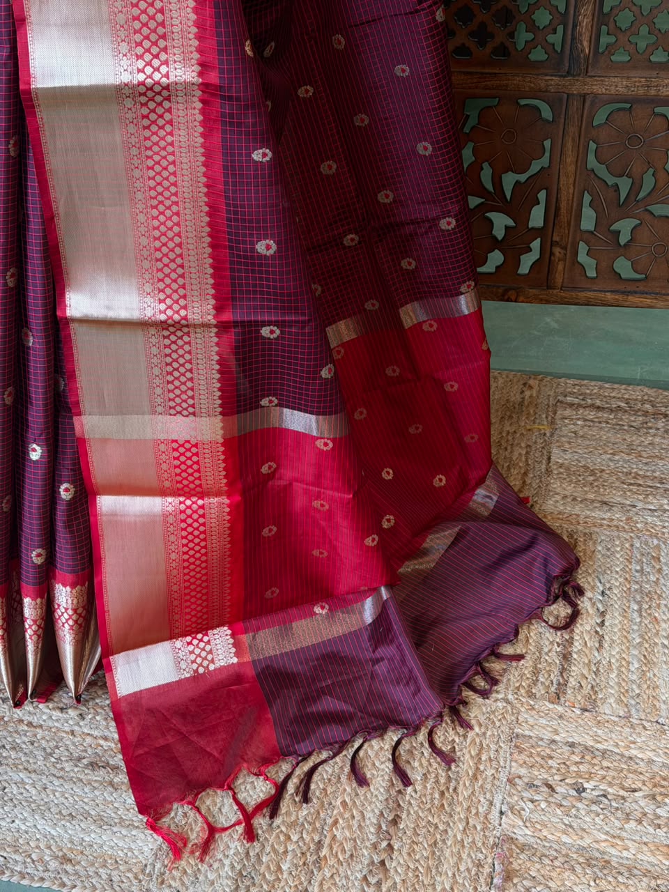 Maroon Semi banarasi silksaree -PFAZ12