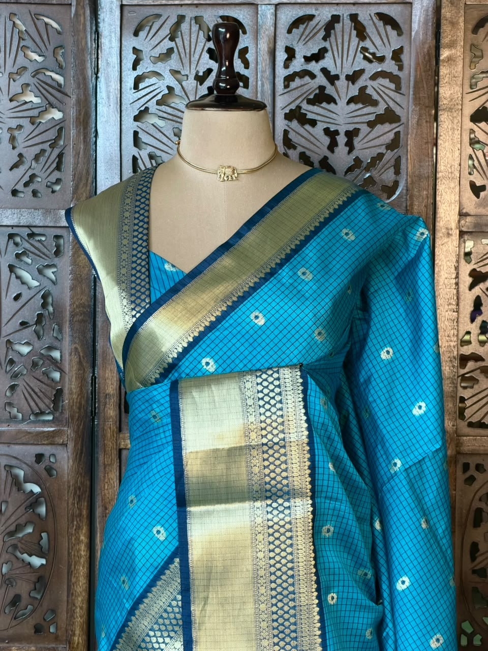 Blue Semi banarasi silksaree -PFAZ3
