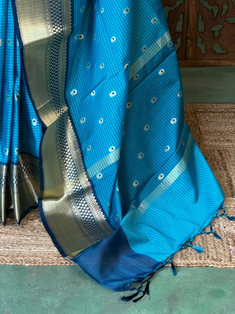 Blue Semi banarasi silksaree -PFAZ3