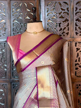Nude Shade Semi banarasi silksaree -PFAZ4