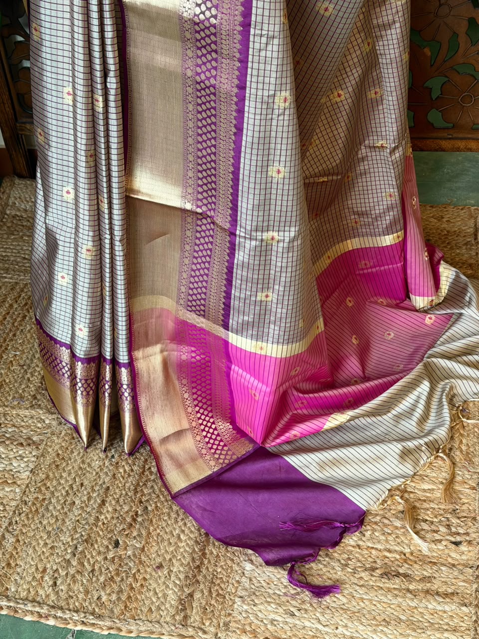 Nude Shade Semi banarasi silksaree -PFAZ4