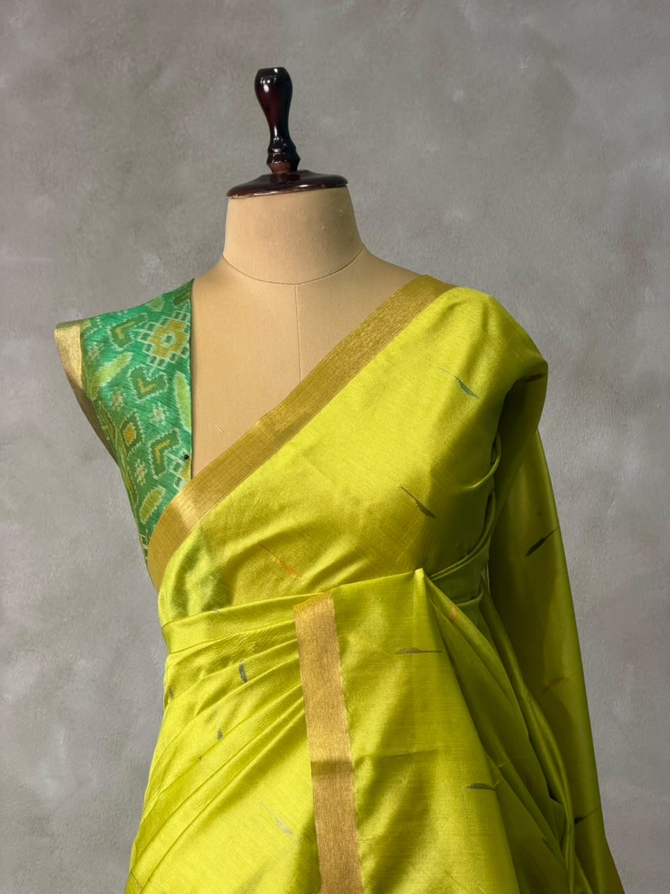 Parrot Green Chanderi Silk cotton saree- PBR60JI