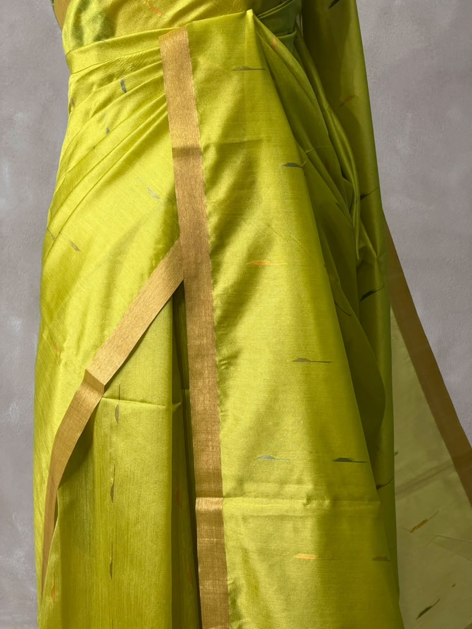 Parrot Green Chanderi Silk cotton saree- PBR60JI