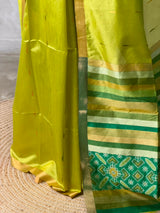 Parrot Green Chanderi Silk cotton saree- PBR60JI