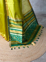 Parrot Green Chanderi Silk cotton saree- PBR60JI