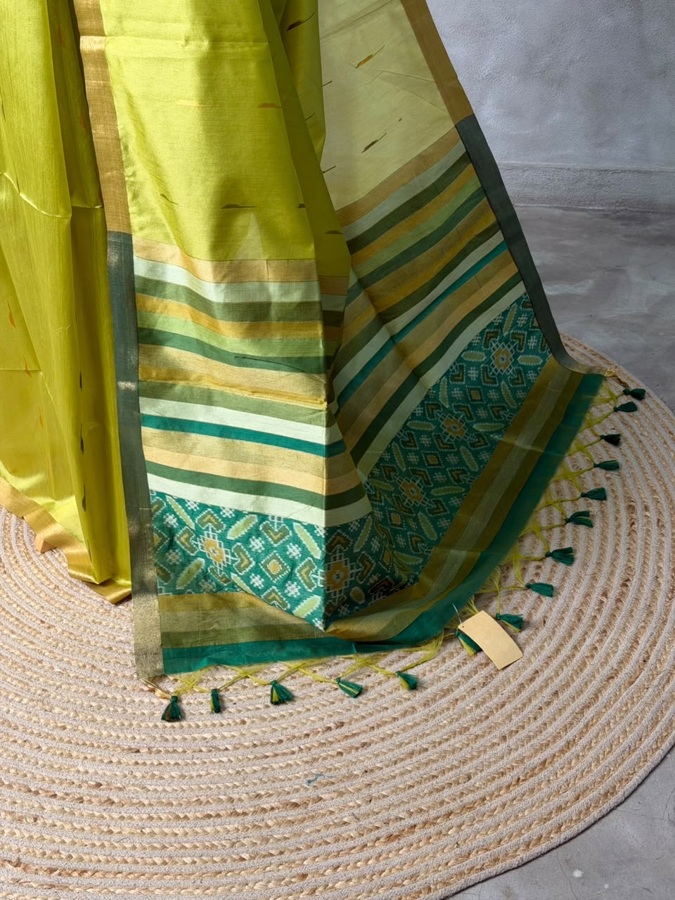 Parrot Green Chanderi Silk cotton saree- PBR60JI