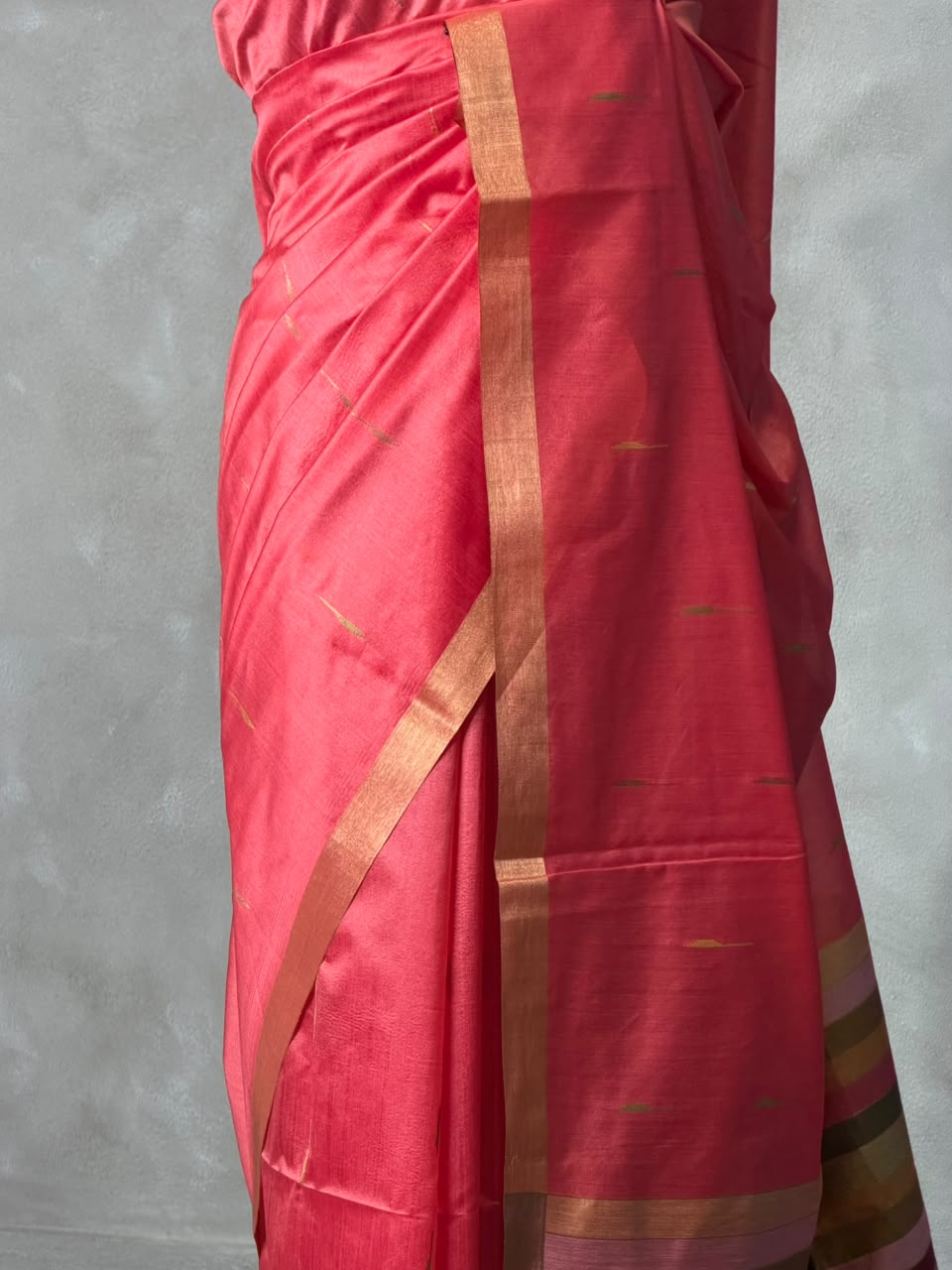 Peach Chanderi Silk cotton saree- PBR60JH