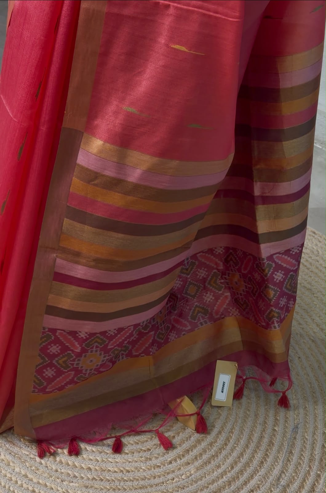 Peach Chanderi Silk cotton saree- PBR60JH