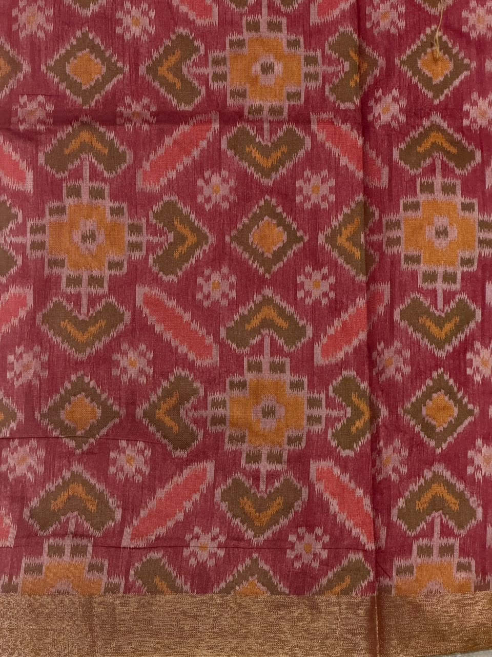 Peach Chanderi Silk cotton saree- PBR60JH