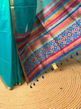 Peacock Blue Chanderi Silk cotton saree- PBR60JG