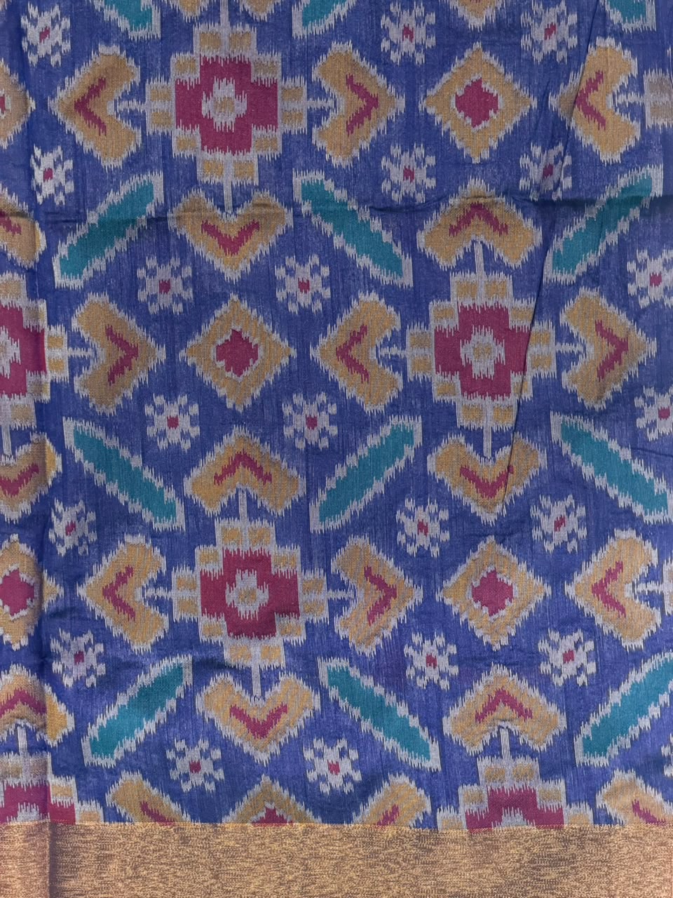 Peacock Blue Chanderi Silk cotton saree- PBR60JG