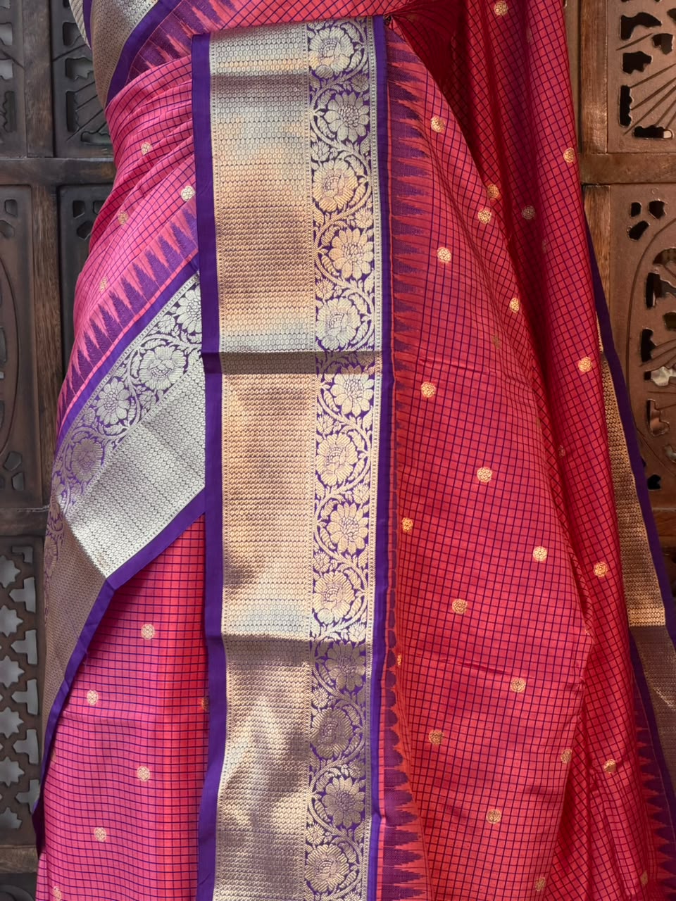 Pink and Violet Semi banarasi silksaree -PFAZ5