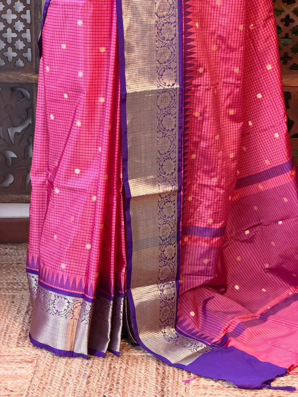Pink and Violet Semi banarasi silksaree -PFAZ5