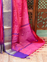 Pink and Violet Semi banarasi silksaree -PFAZ5