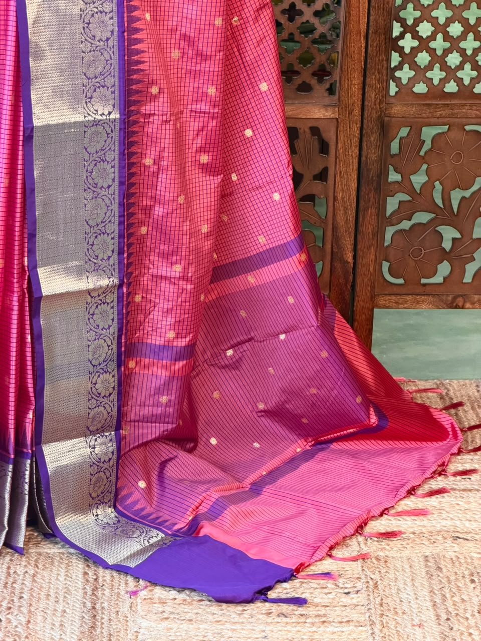 Pink and Violet Semi banarasi silksaree -PFAZ5