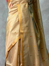 Sandal Chanderi Silk cotton saree- PBR60JE
