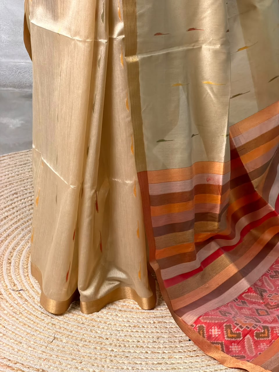 Sandal Chanderi Silk cotton saree- PBR60JE