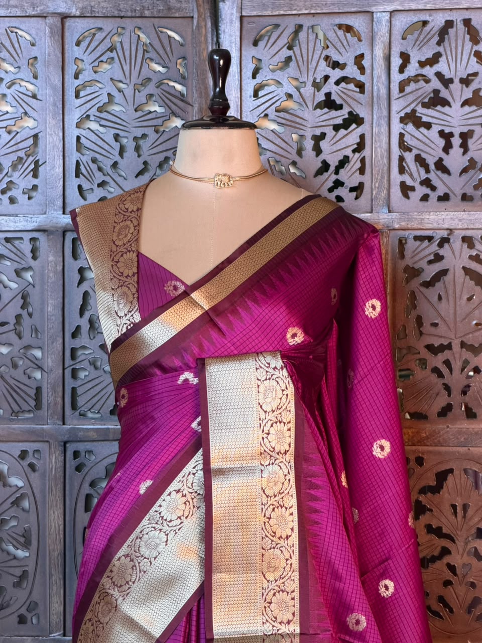 Magenta And purple Semi banarasi silksaree -PFAZ12C