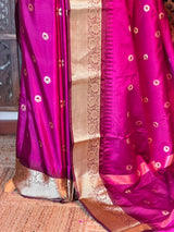 Magenta And purple Semi banarasi silksaree -PFAZ12C