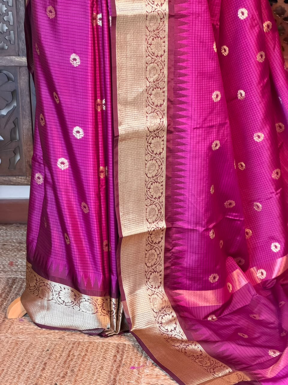 Magenta And purple Semi banarasi silksaree -PFAZ12C