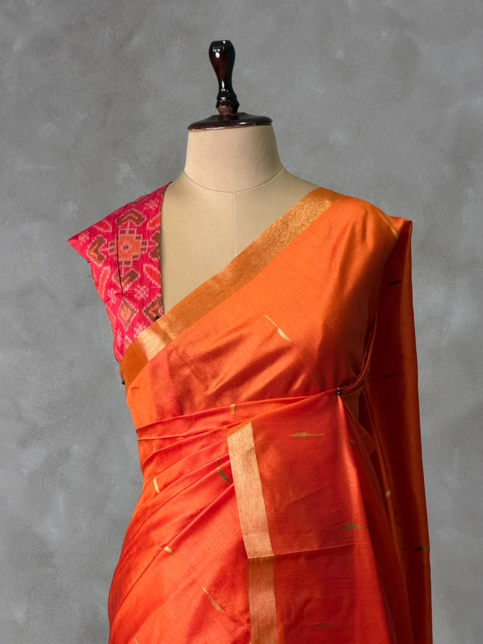 Orange Chanderi Silk cotton saree- PBR60JC