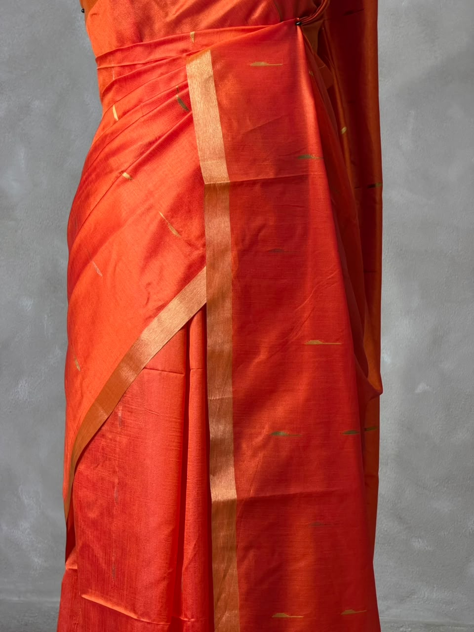 Orange Chanderi Silk cotton saree- PBR60JC