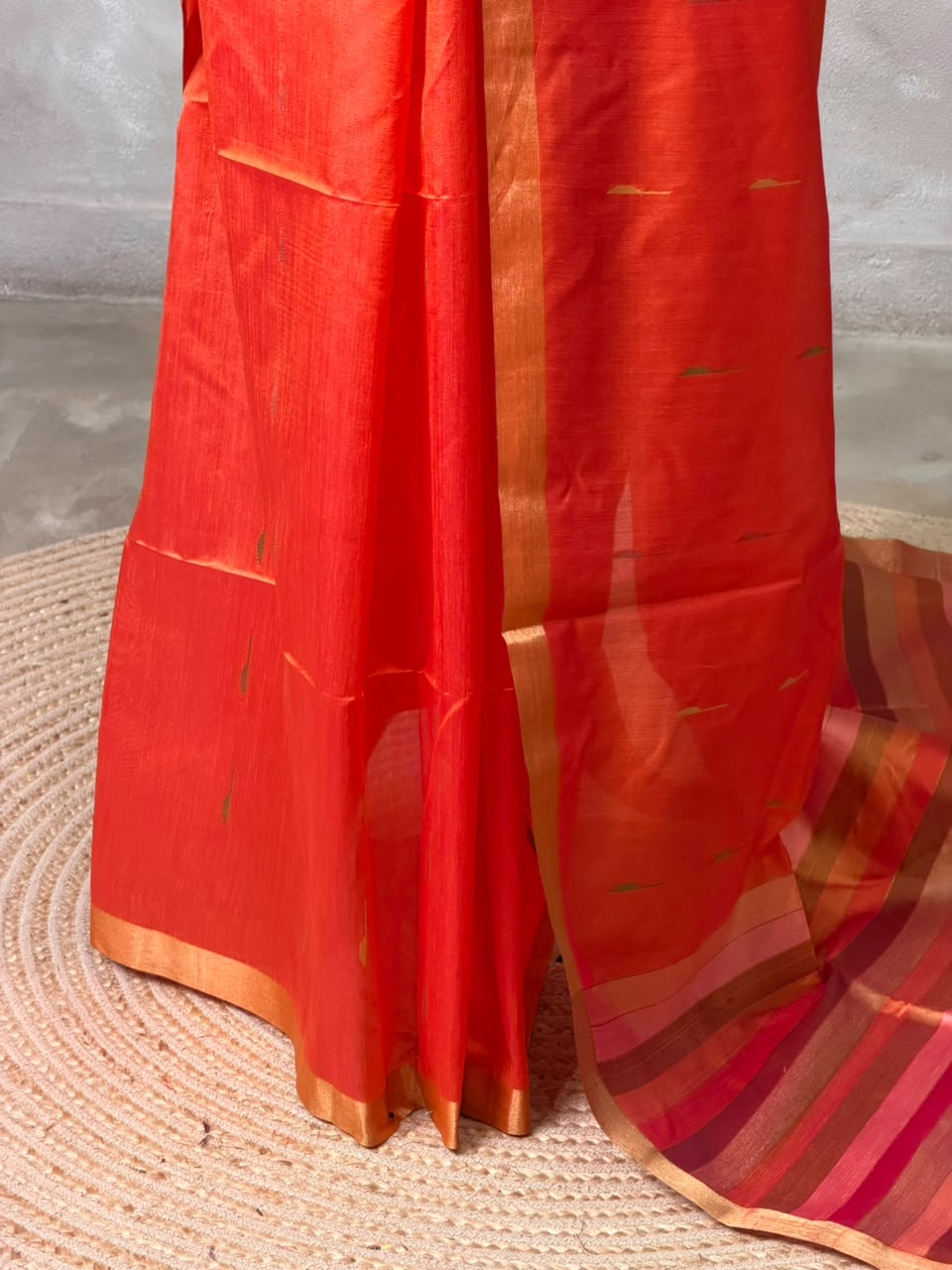 Orange Chanderi Silk cotton saree- PBR60JC