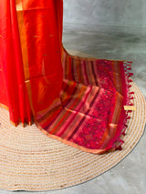 Orange Chanderi Silk cotton saree- PBR60JC