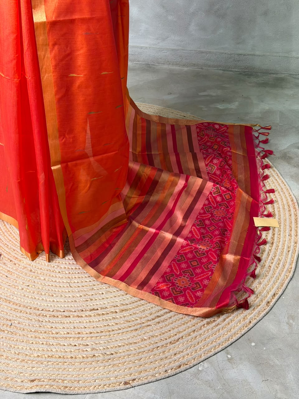 Orange Chanderi Silk cotton saree- PBR60JC