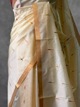 Off white Chanderi Silk cotton saree- PBR60JB