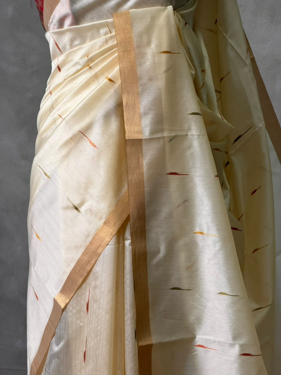 Off white Chanderi Silk cotton saree- PBR60JB