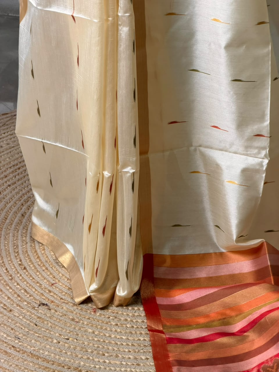 Off white Chanderi Silk cotton saree- PBR60JB