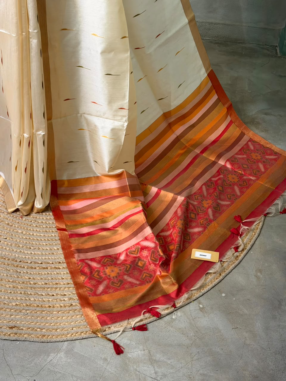 Off white Chanderi Silk cotton saree- PBR60JB
