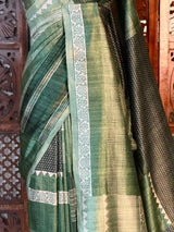 Fern Green tusser saree- PBR31T1