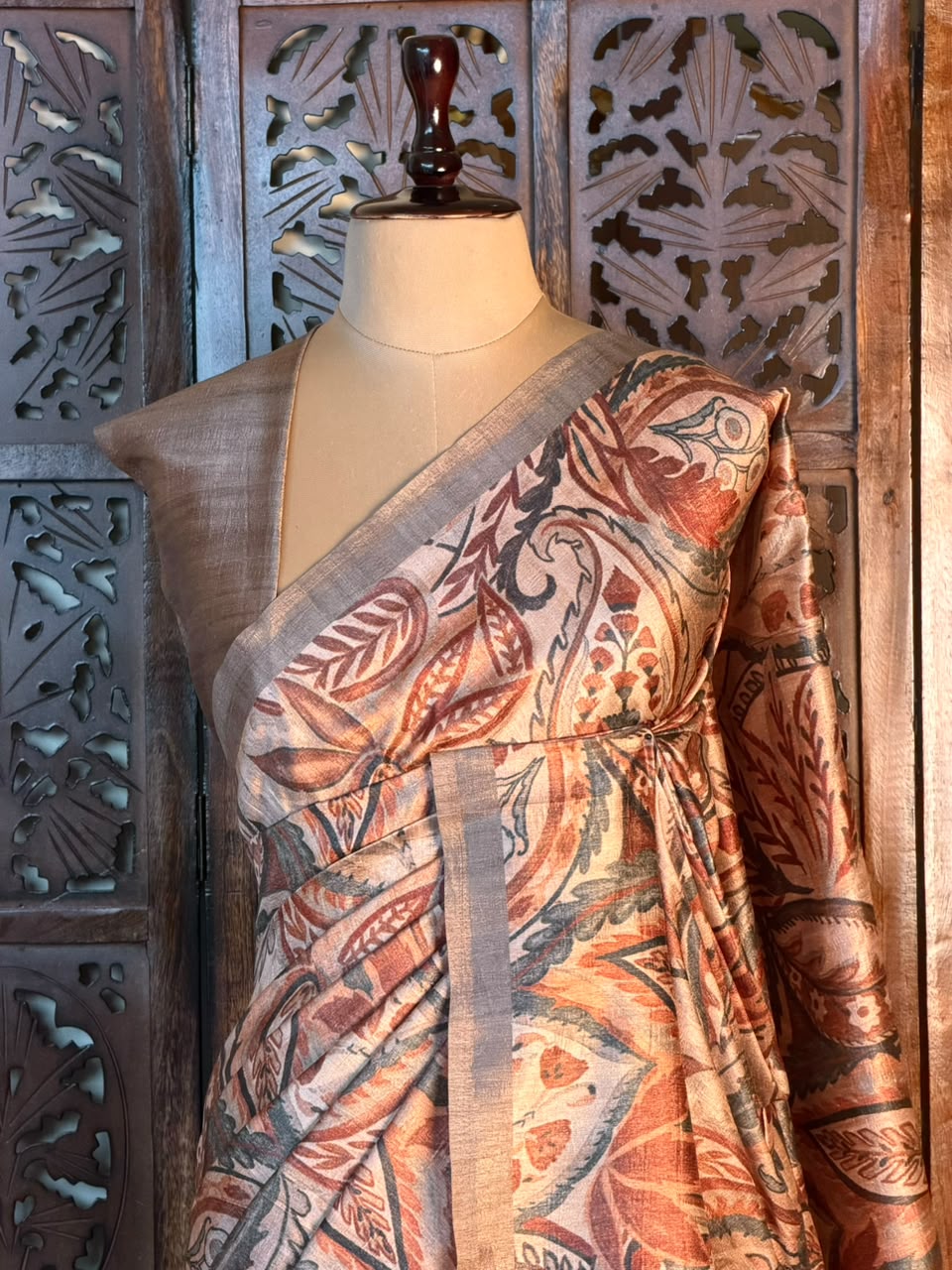 Chicku Shade tusser saree- PBR31T2D