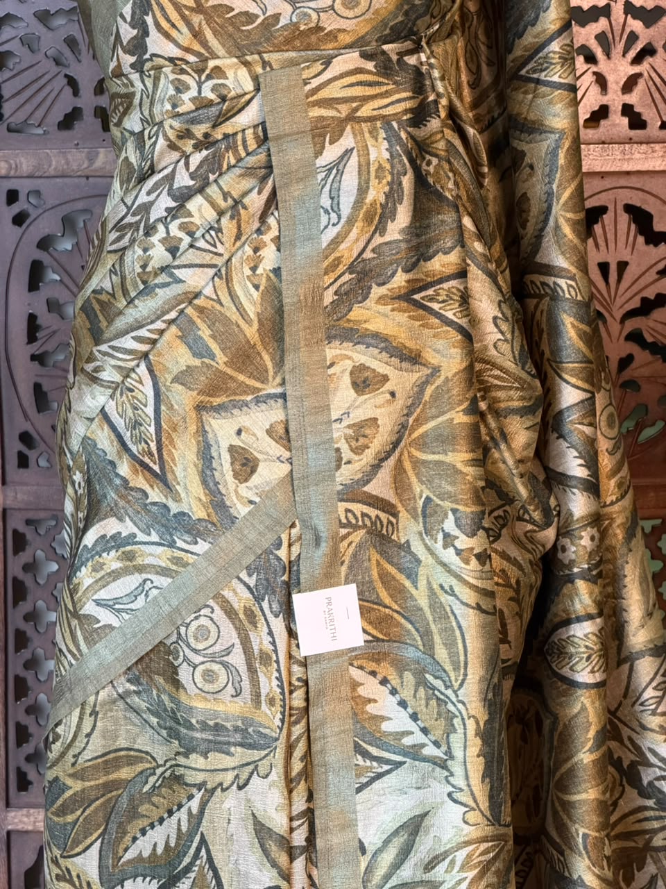 Fern Green tusser saree- PBR31T2A