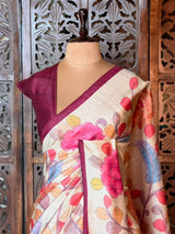 Sandal and Maroon Tusser saree- PBR31T2E