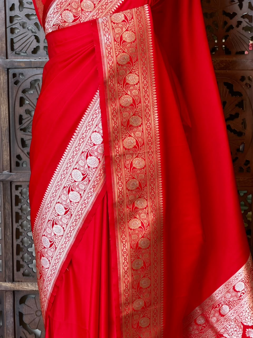 Red banarasi Mashru silk Saree - PBRH2